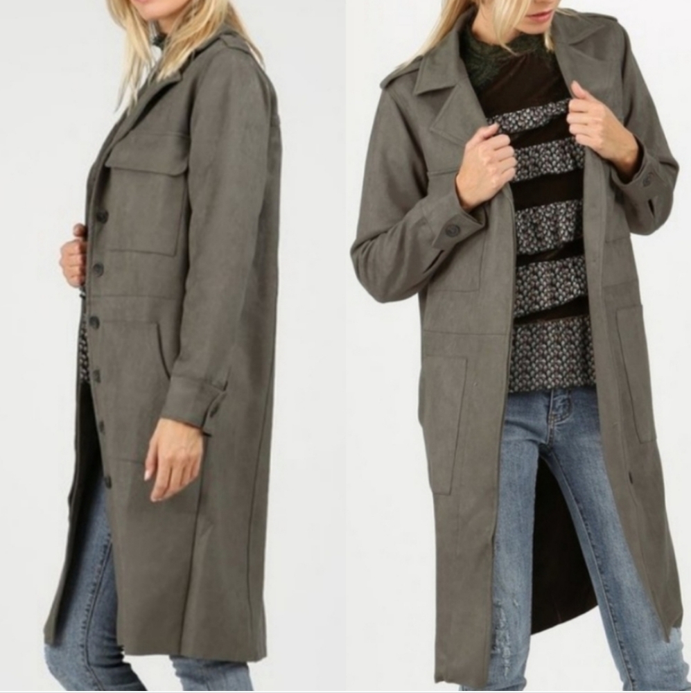 🔥New Pol micro-suede Trench coat - Picture 3 of 3
